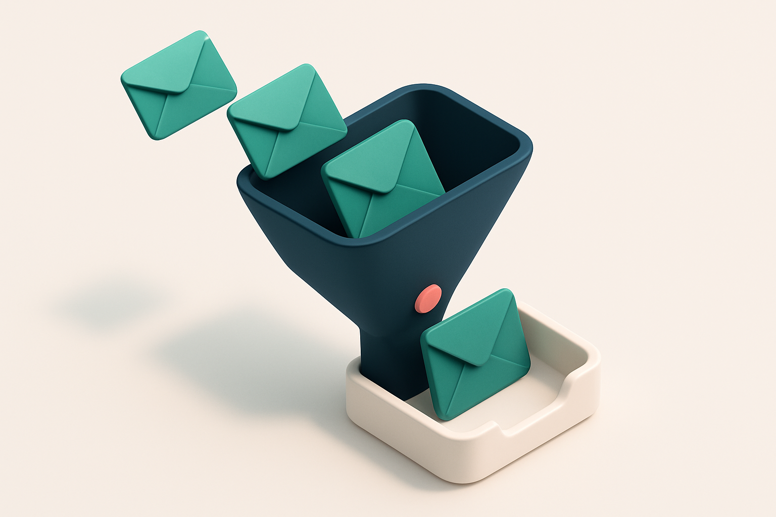 In-body 1: An isometric representation of email envelopes passing through a filter labeled 'ISP Reputation Check' before entering an inbox.