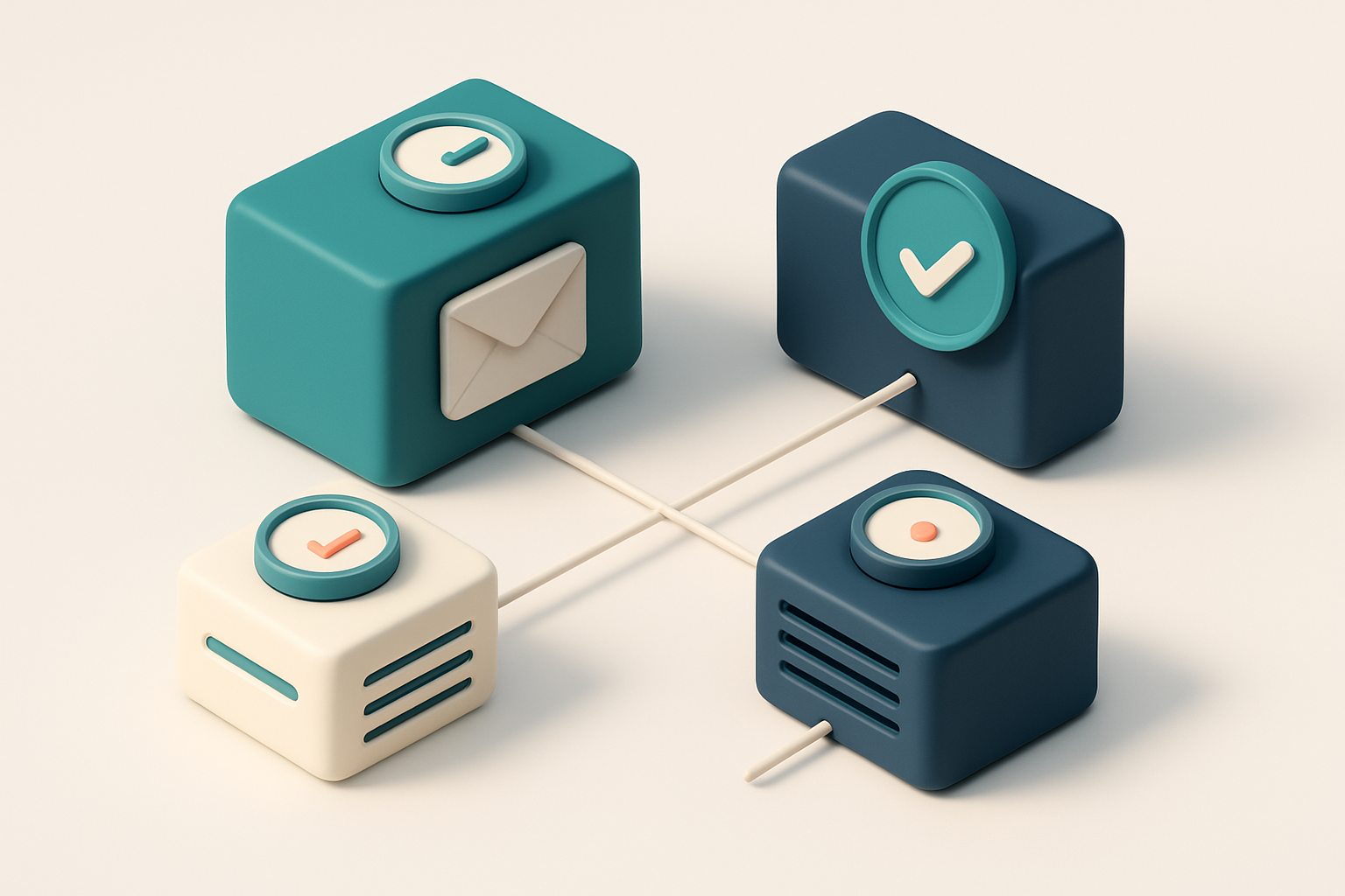 In-body 1: a network of connected devices representing SMTP and MX records, each with a small gauge showing verification status.
