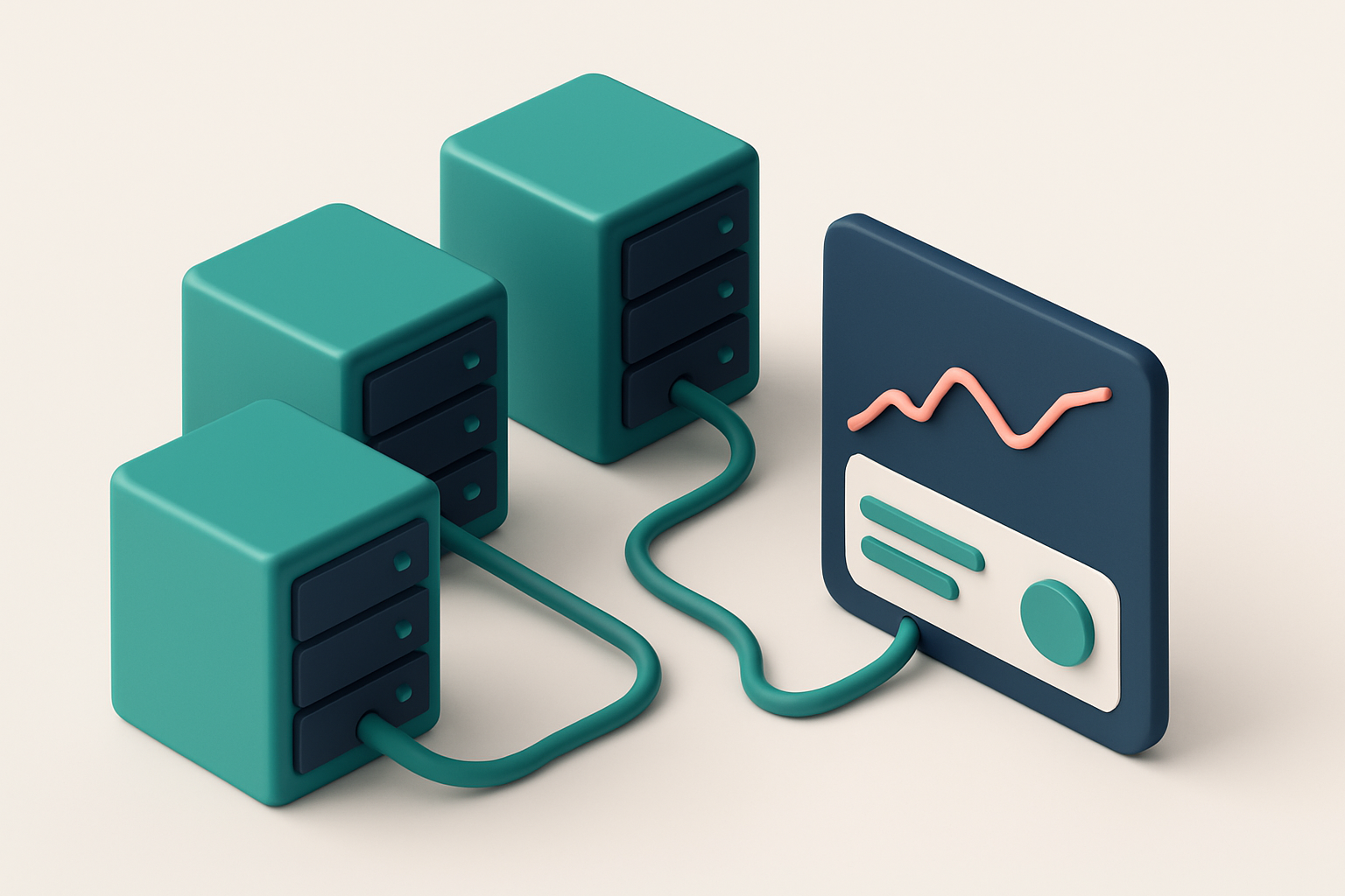 In-body 1: an isometric server room with three servers labeled 'Sender Reputation', 'Bounce Management', and 'Deliverability', with data cables connecting them