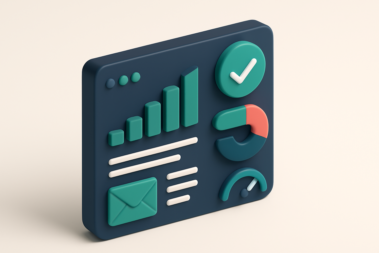 In-body 1: An isometric dashboard display showing email verification metrics and deliverability health indicators.
