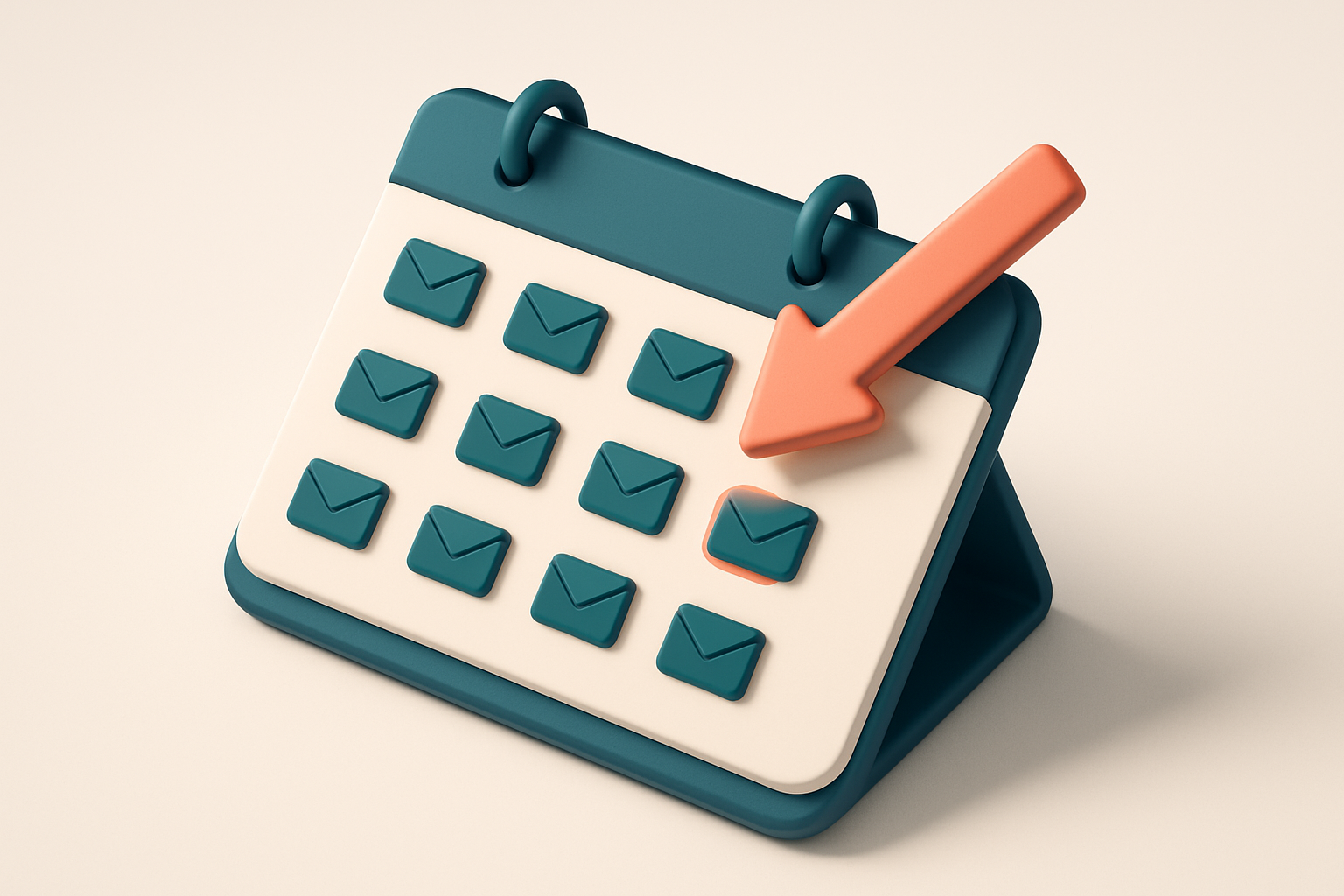 In-body 1: a calendar illustrating different email send times with an arrow highlighting the ideal send time slot.