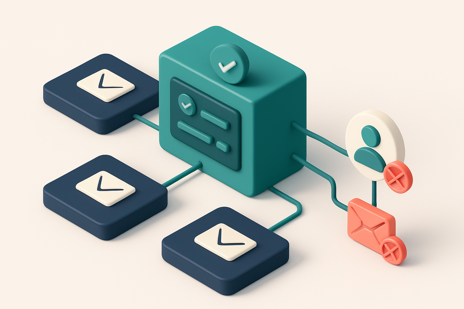 In-body 1: an SMTP server panel with lines connecting to various email domains, highlighting role and disposable accounts being filtered.
