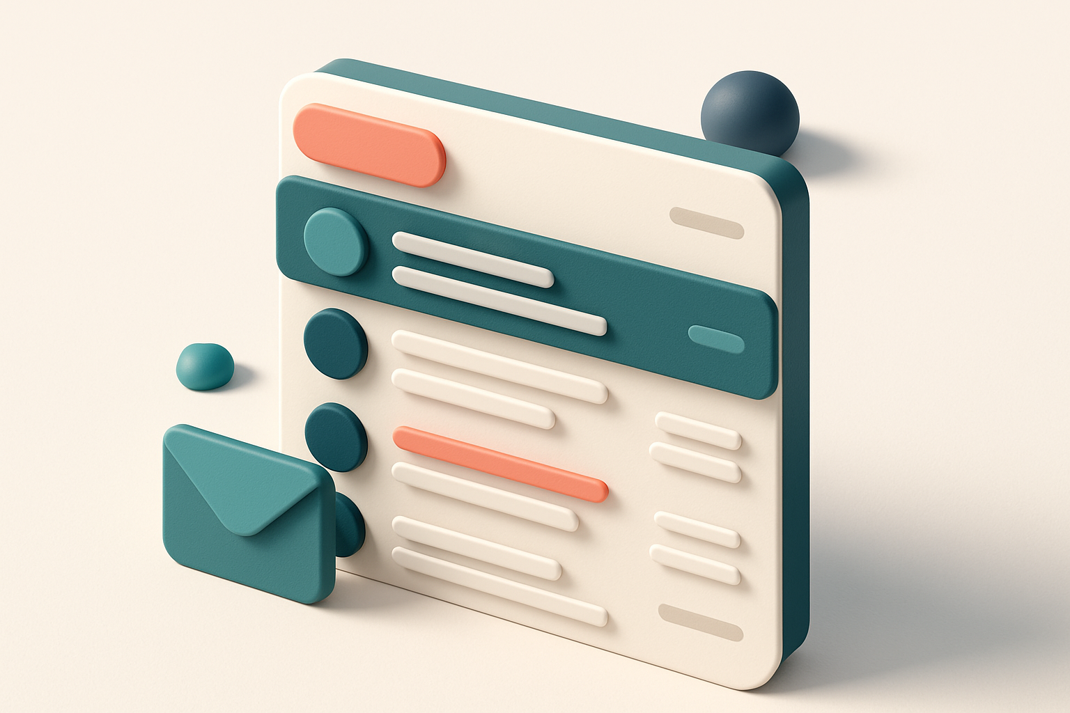 In-body 1: an isometric scene with an email inbox sorted by time of day segments, highlighting morning and afternoon as peak times.