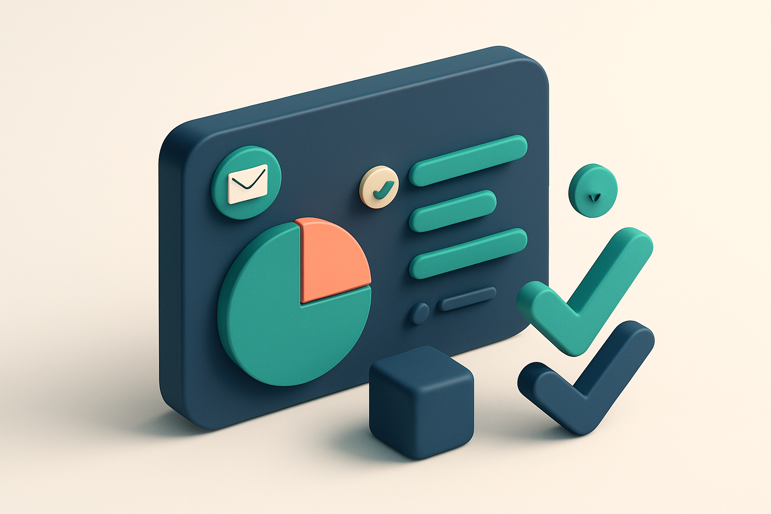 In-body 1: an isometric dashboard showing email verification metrics, including checks on domains for catch-all and greylisting.