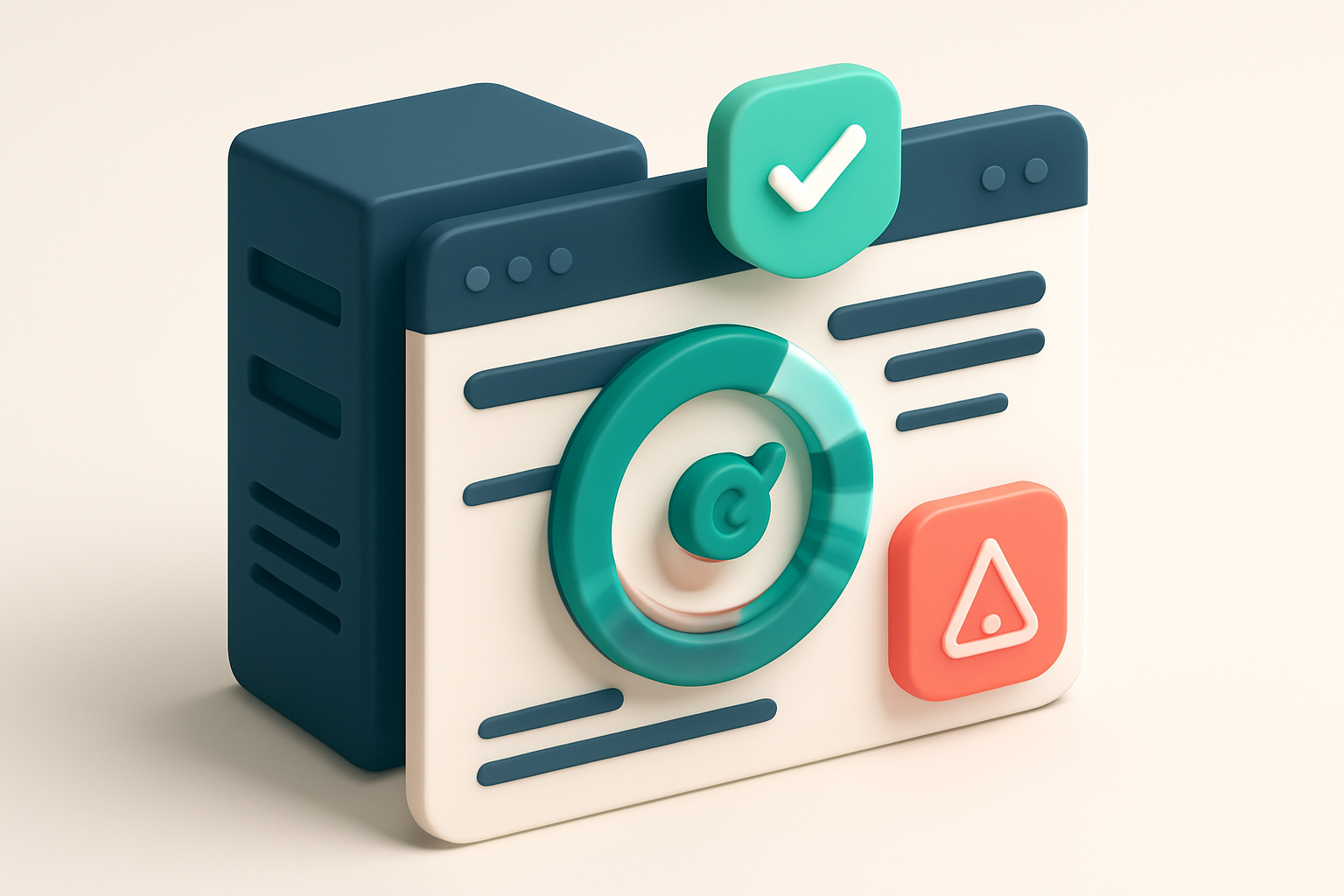 An isometric dashboard with a server tower, real-time validation gauge spinning, and a red 'high bounce rate' alert in the corner, while a green 'clean list' ba