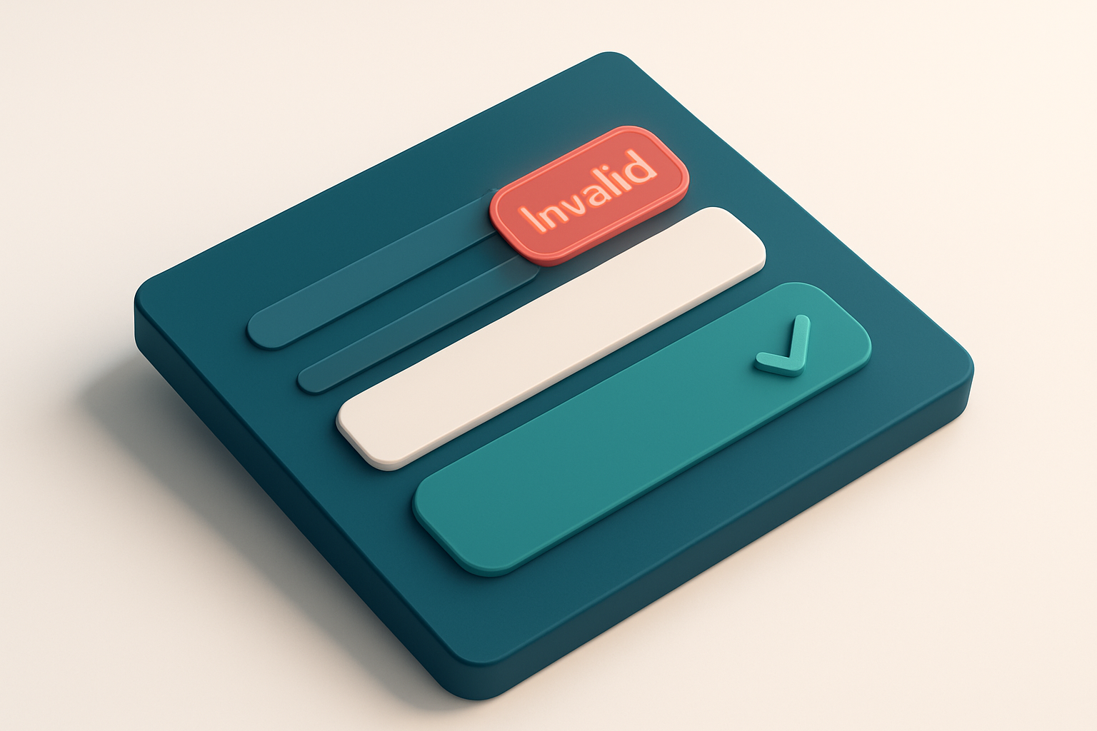 an isometric email form on a blue digital screen with a glowing red 'invalid' message appearing next to a mistyped addre