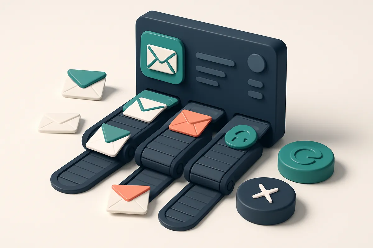 Hero: an isometric email dashboard with various email icons being sorted into 'valid', 'invalid', and 'catch-all' catego