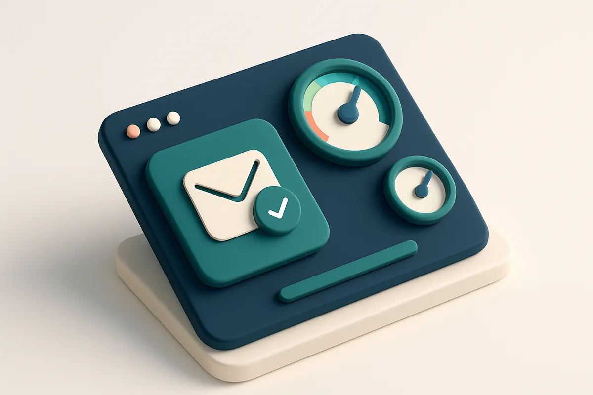 Hero: an isometric email dashboard with digital gauges showing high accuracy, and a verified email symbol prominently di