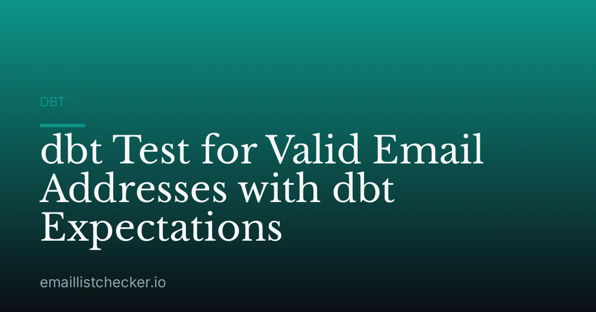 dbt Test for Valid Email Addresses with dbt Expectations