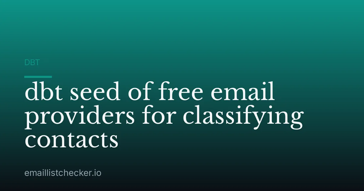 dbt seed of free email providers for classifying contacts