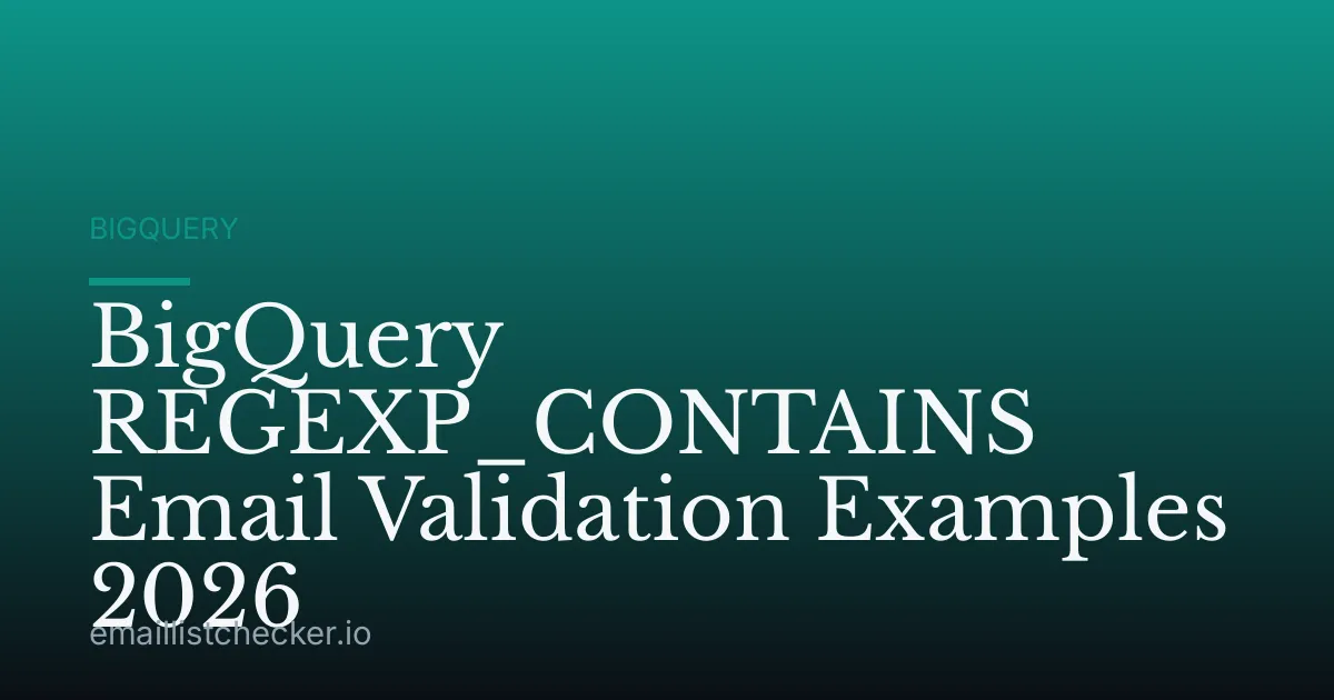BigQuery REGEXP_CONTAINS Email Validation Examples 2026
