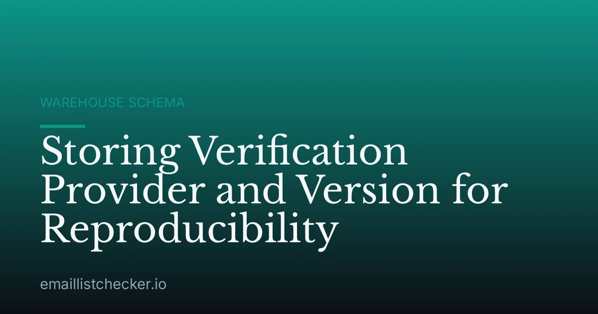 Storing Verification Provider and Version for Reproducibility