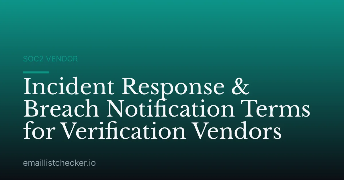 Incident Response & Breach Notification Terms for Verification Vendors