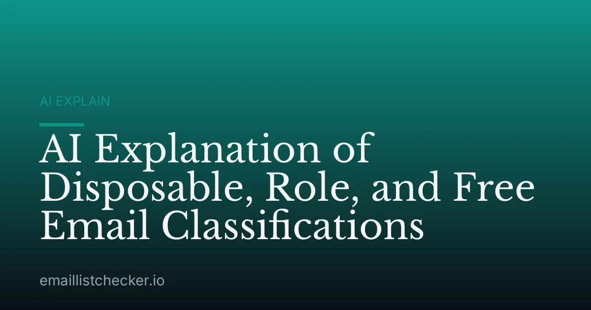 AI Explanation of Disposable, Role, and Free Email Classifications