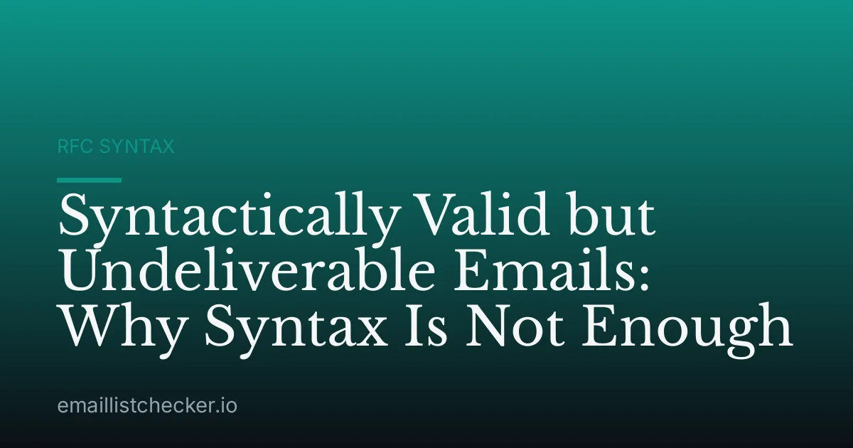 Syntactically Valid but Undeliverable Emails: Why Syntax Is Not Enough