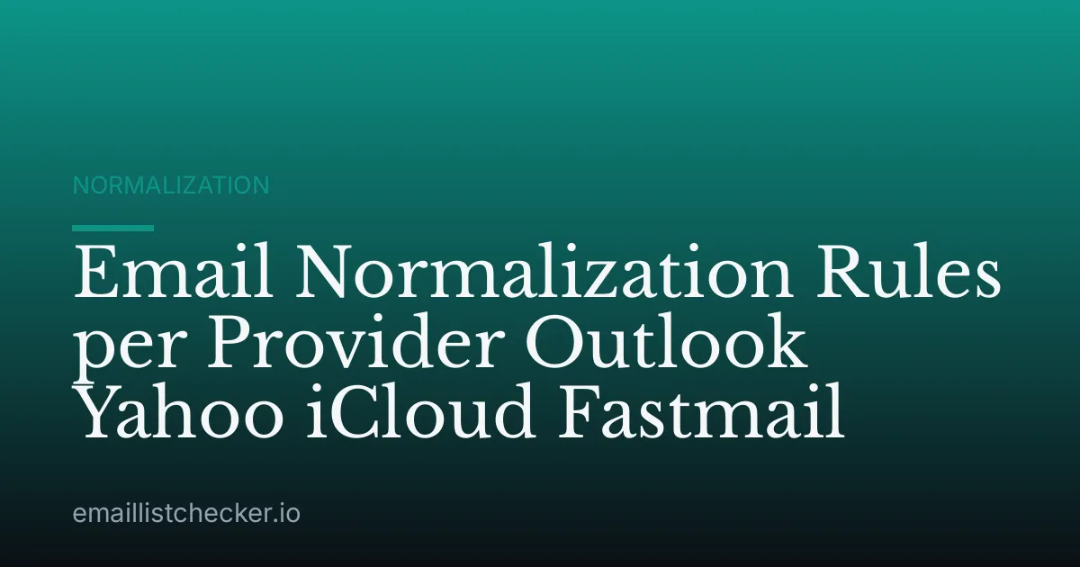 Email Normalization Rules per Provider Outlook Yahoo iCloud Fastmail