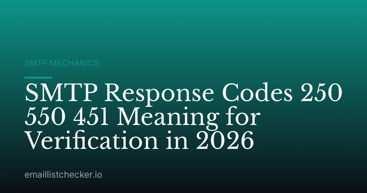 SMTP Response Codes 250 550 451 Meaning for Verification in 2026