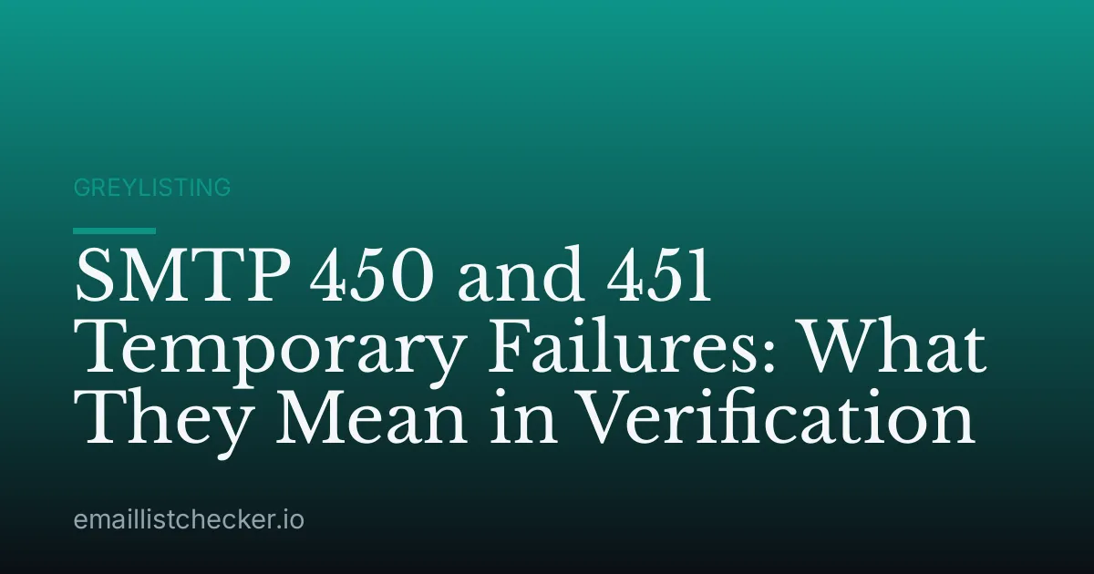SMTP 450 and 451 Temporary Failures: What They Mean in Verification