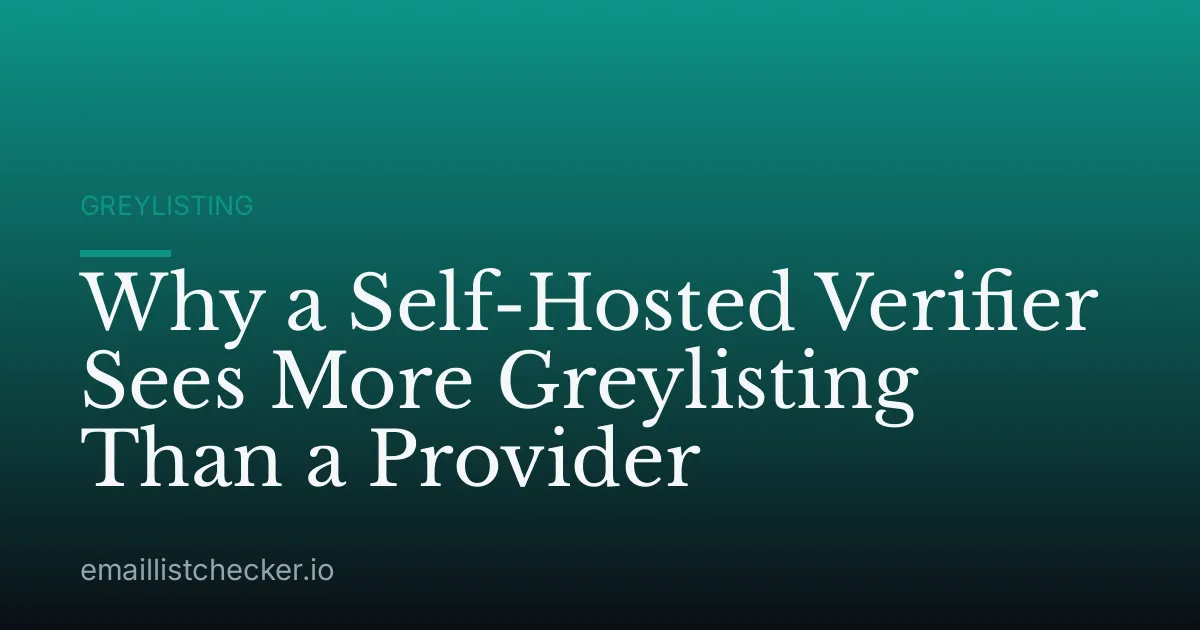 Why a Self-Hosted Verifier Sees More Greylisting Than a Provider