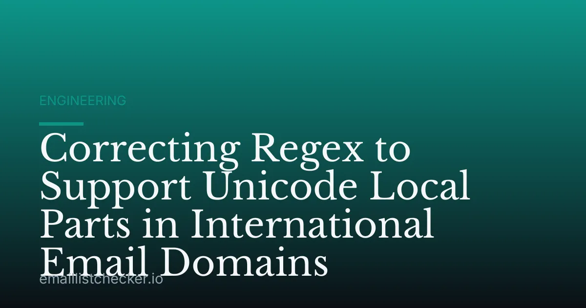 Correcting Regex to Support Unicode Local Parts in International Email Domains