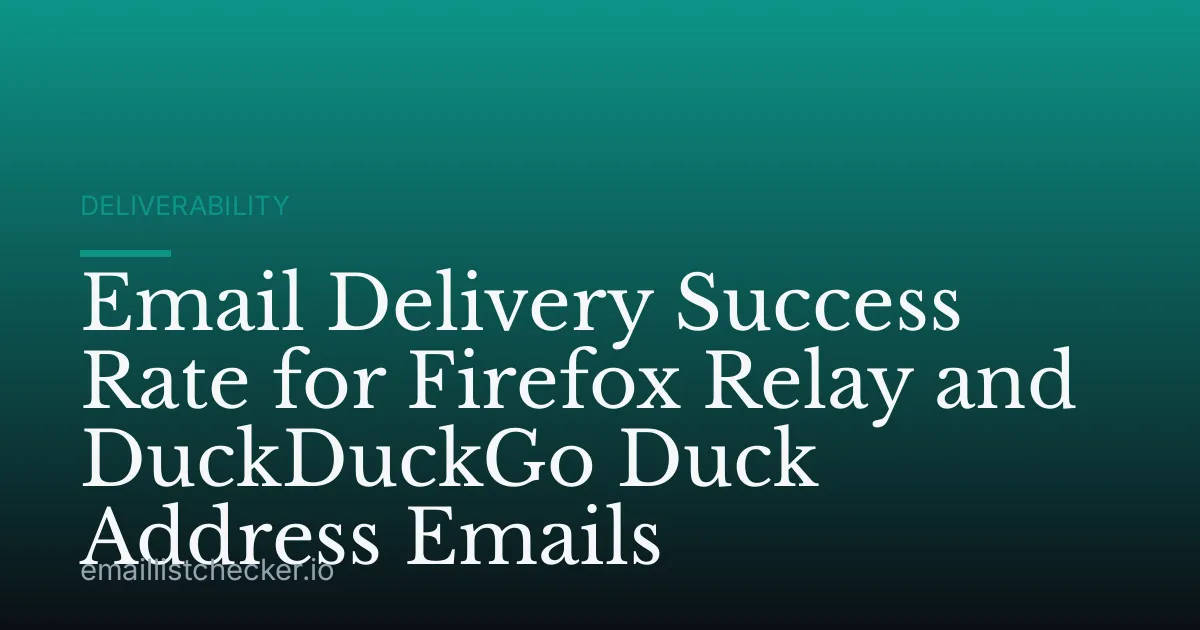 Email Delivery Success Rate for Firefox Relay and DuckDuckGo Duck Address Emails
