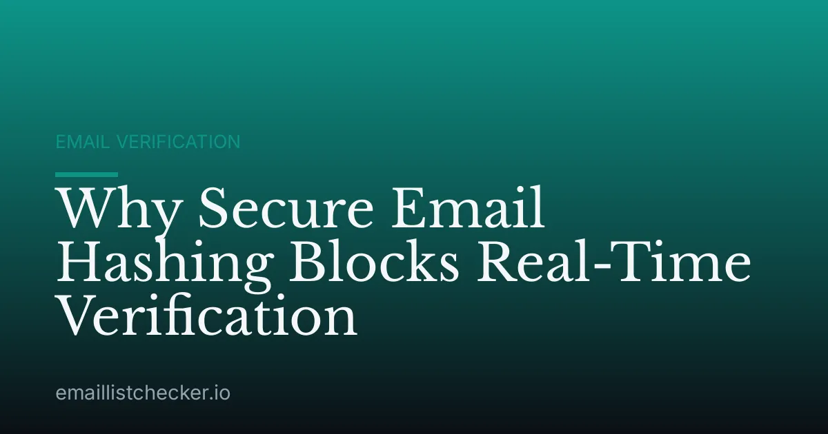 Why Secure Email Hashing Blocks Real-Time Verification