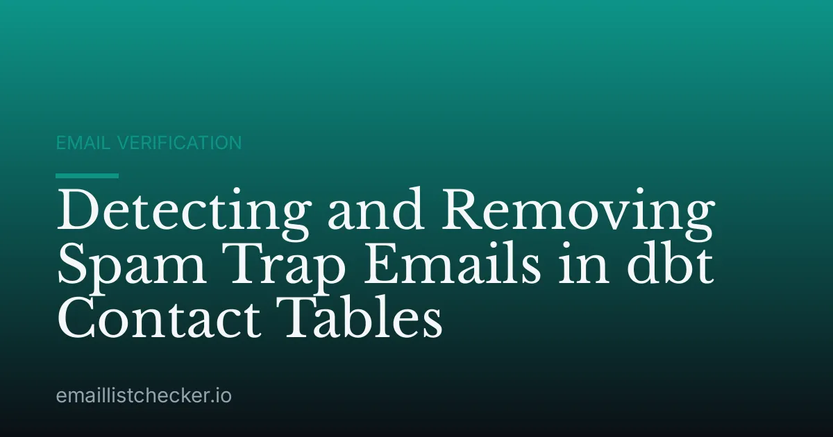 Detecting and Removing Spam Trap Emails in dbt Contact Tables