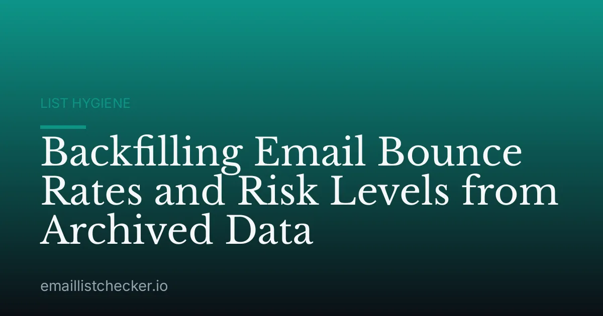 Backfilling Email Bounce Rates and Risk Levels from Archived Data