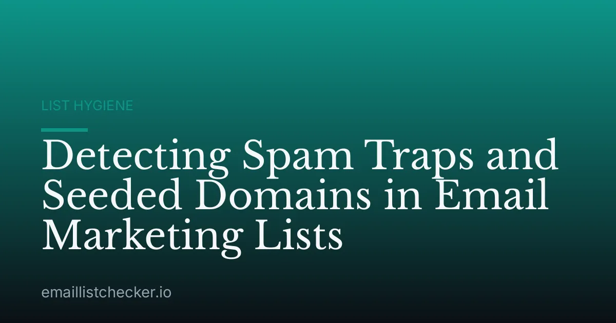 Detecting Spam Traps and Seeded Domains in Email Marketing Lists