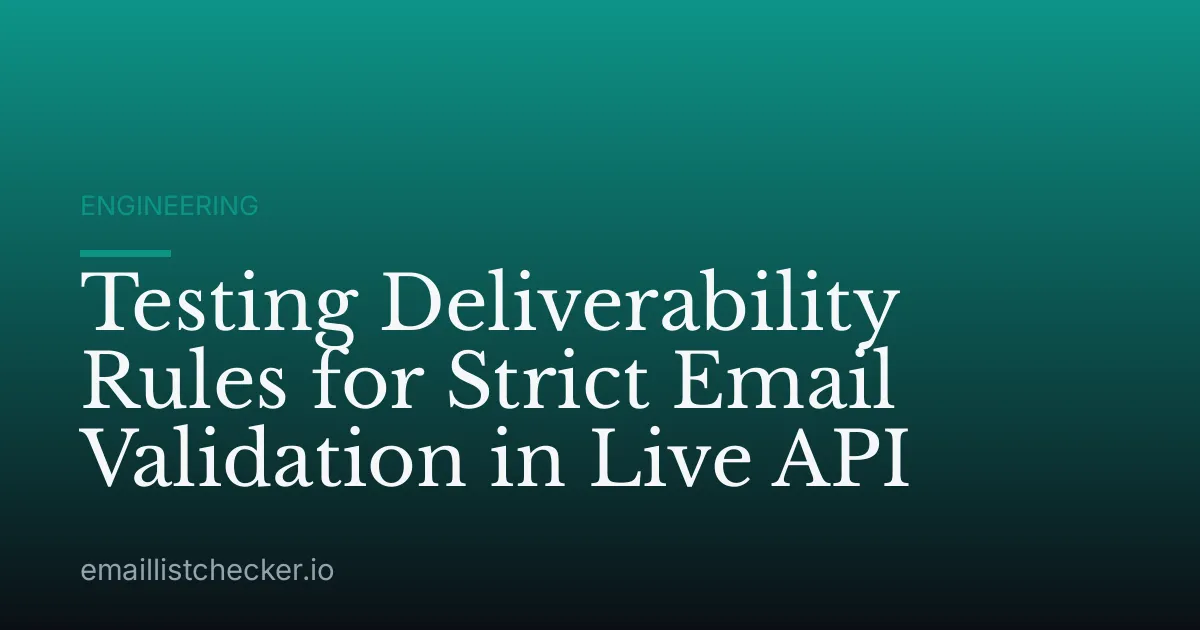 Testing Deliverability Rules for Strict Email Validation in Live API