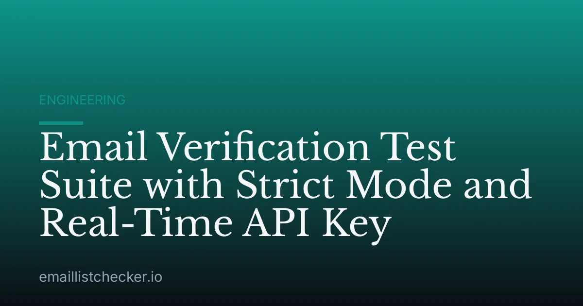 Email Verification Test Suite with Strict Mode and Real-Time API Key