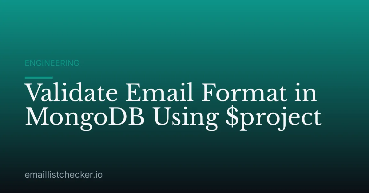 Validate Email Format in MongoDB Using $project