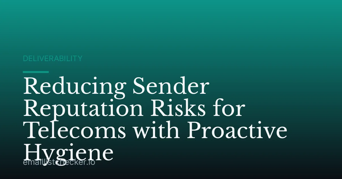 Reducing Sender Reputation Risks for Telecoms with Proactive Hygiene