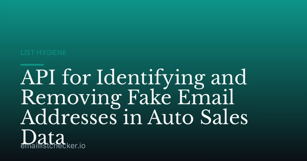 API for Identifying and Removing Fake Email Addresses in Auto Sales Data