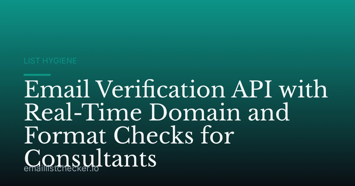 Email Verification API with Real-Time Domain and Format Checks for Consultants