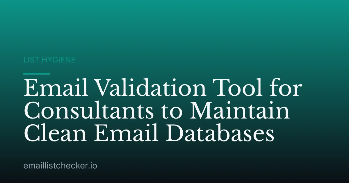 Email Validation Tool for Consultants to Maintain Clean Email Databases