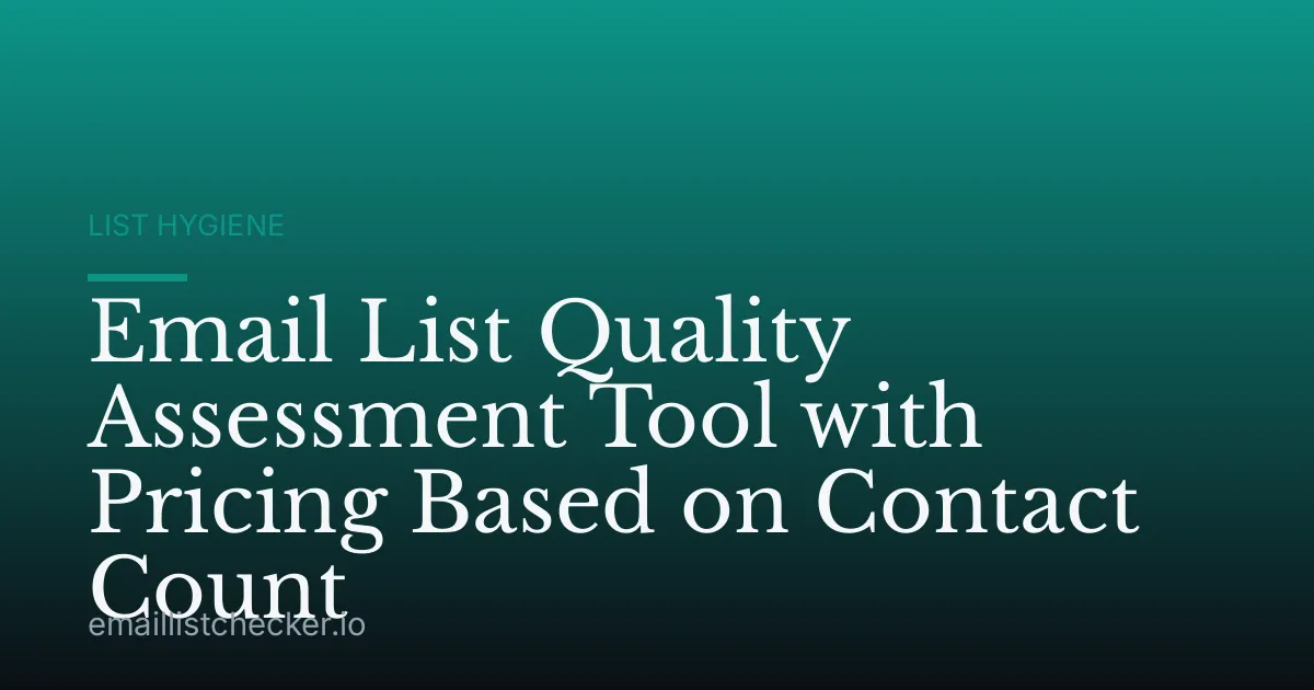 Email List Quality Assessment Tool with Pricing Based on Contact Count