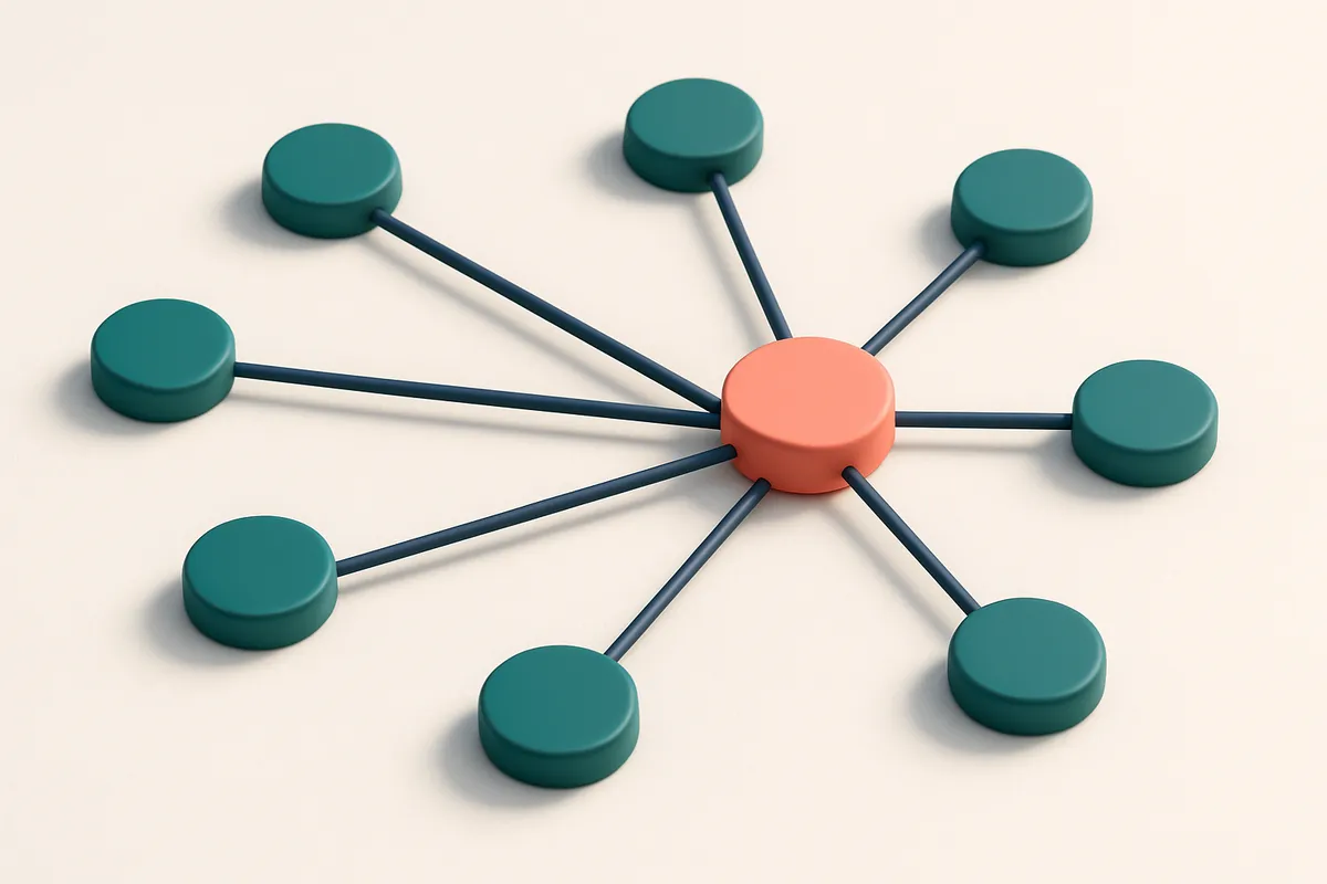 a network of small circular nodes connected by lines
