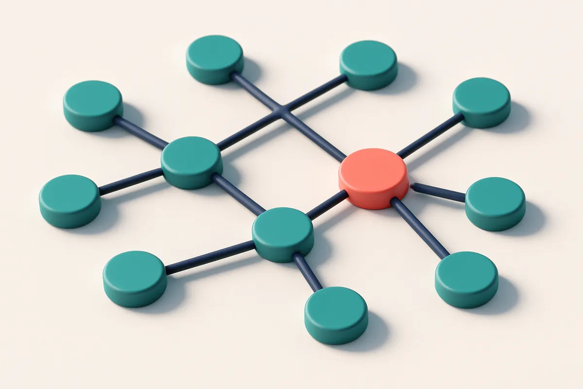 a network of small circular nodes connected by lines
