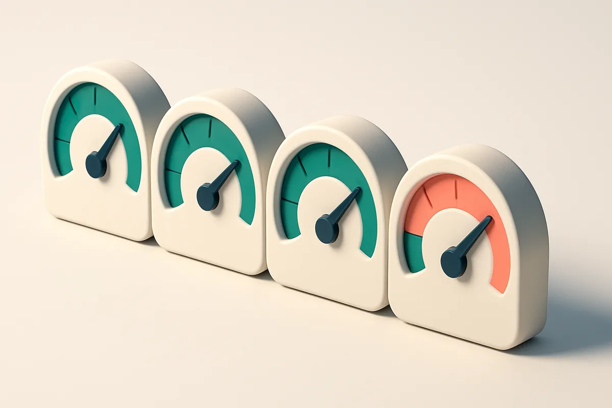 A row of four gauges showing different levels of deliverability metrics
