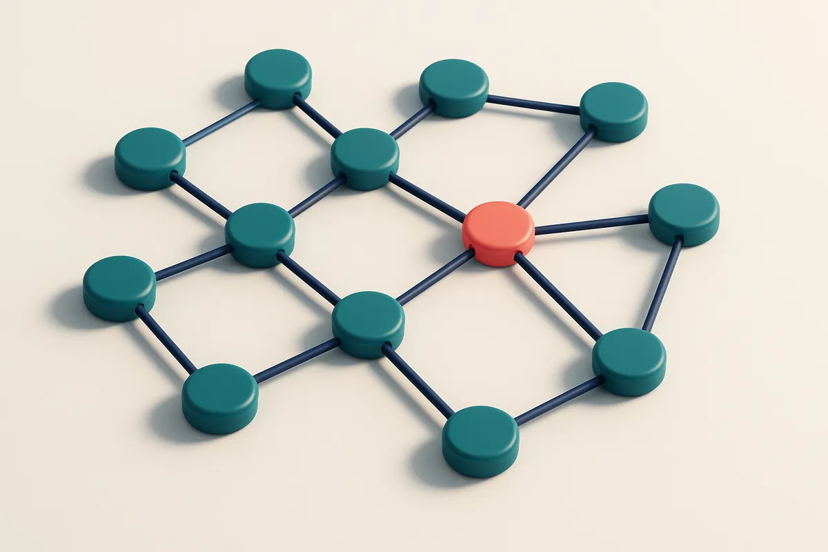 a network of small circular nodes connected by lines