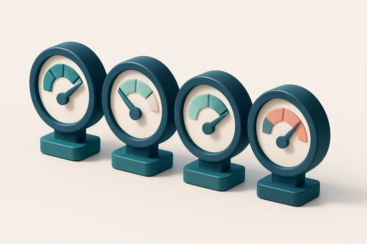 A row of four gauges, each labeled with a status: Valid, Invalid, Catch-All, Risky