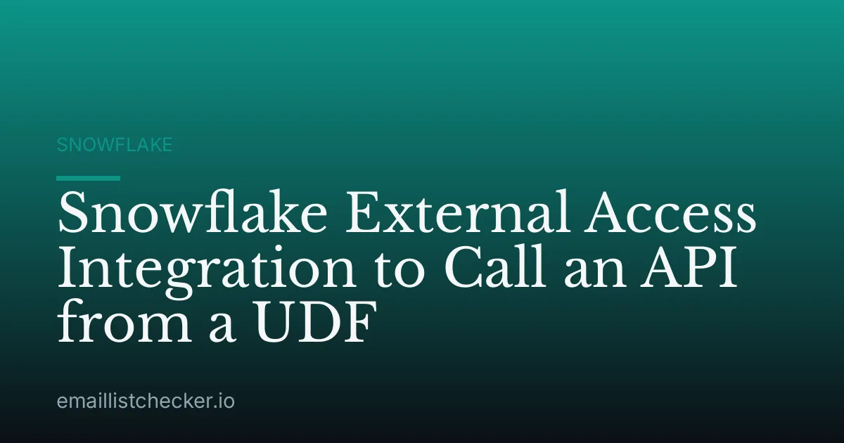 Snowflake External Access Integration to Call an API from a UDF