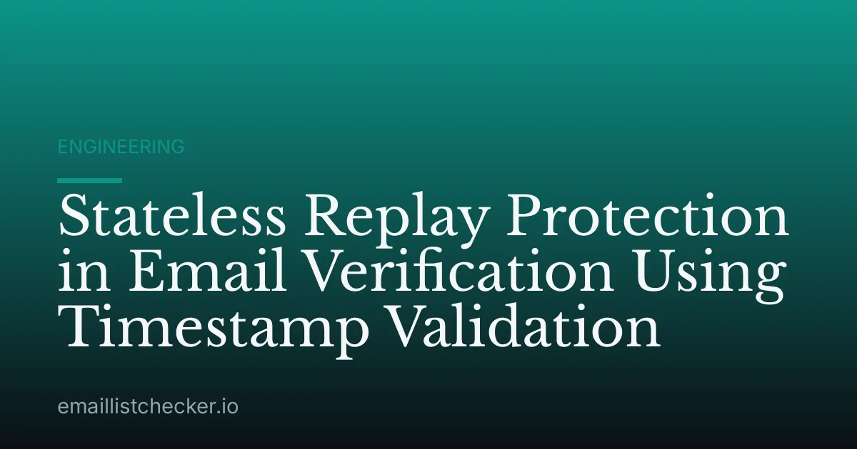 Stateless Replay Protection in Email Verification Using Timestamp Validation