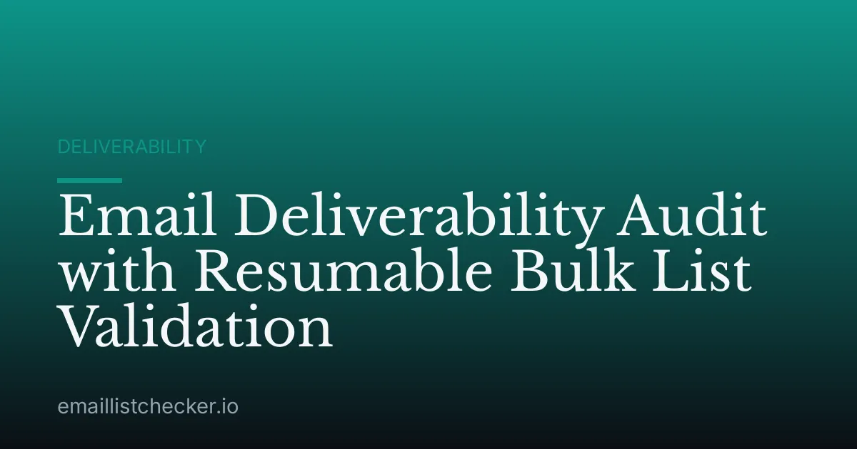 Email Deliverability Audit with Resumable Bulk List Validation