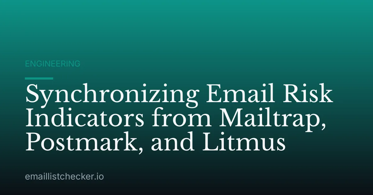 Synchronizing Email Risk Indicators from Mailtrap, Postmark, and Litmus