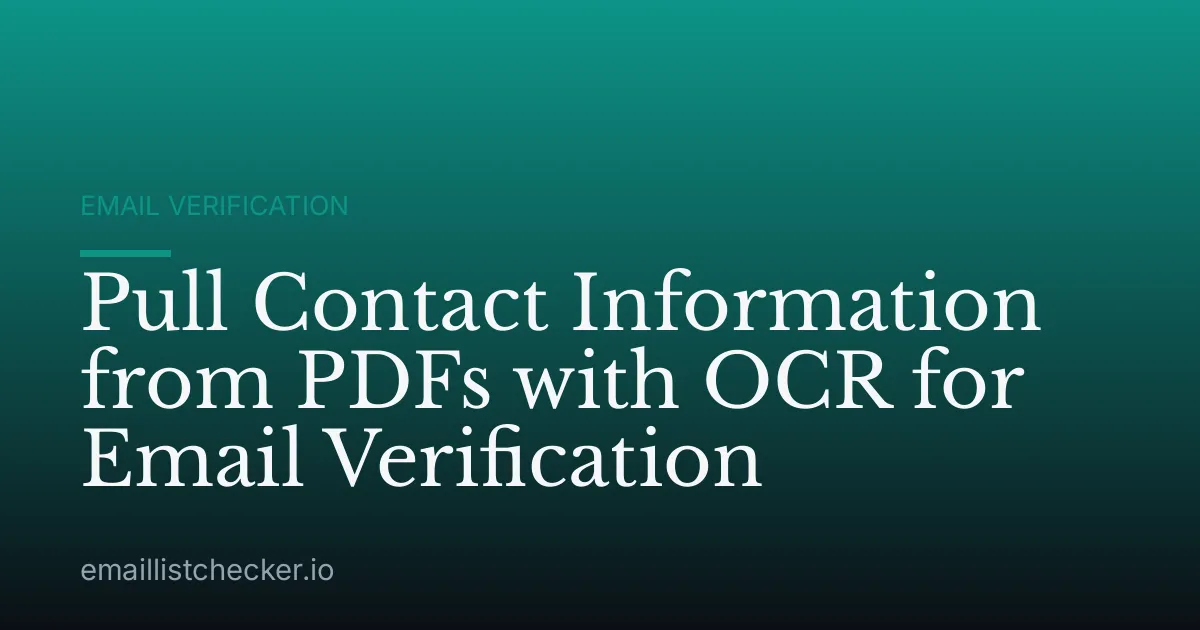 Pull Contact Information from PDFs with OCR for Email Verification