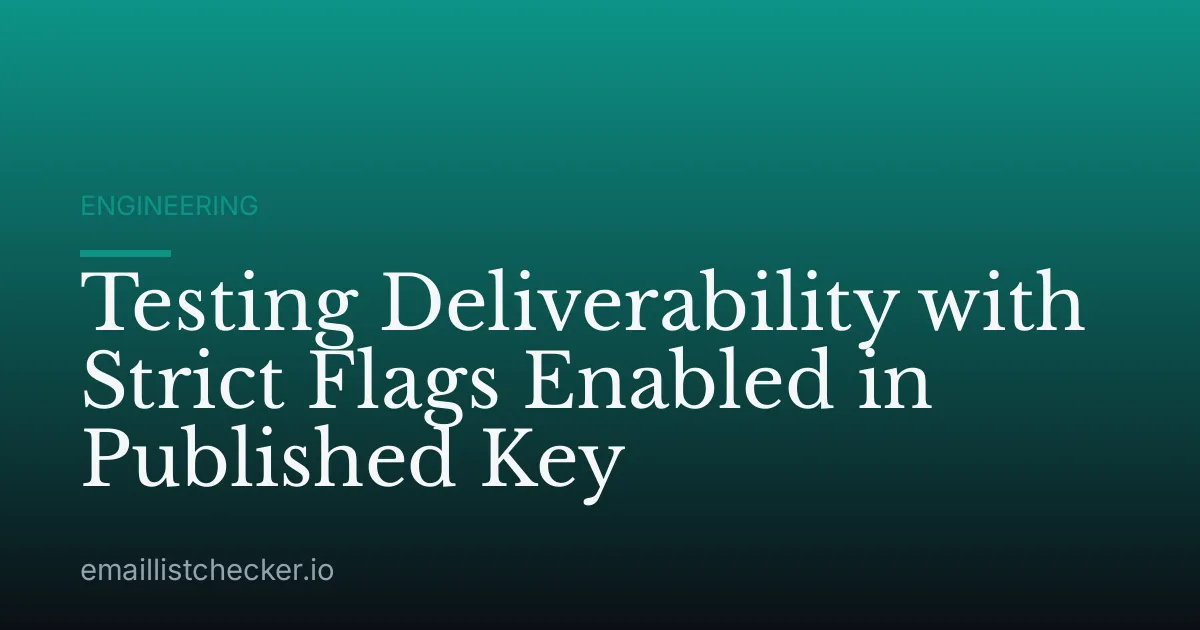 Testing Deliverability with Strict Flags Enabled in Published Key