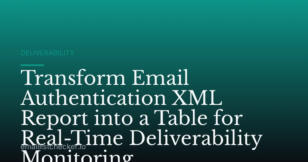 Transform Email Authentication XML Report into a Table for Real-Time Deliverability Monitoring