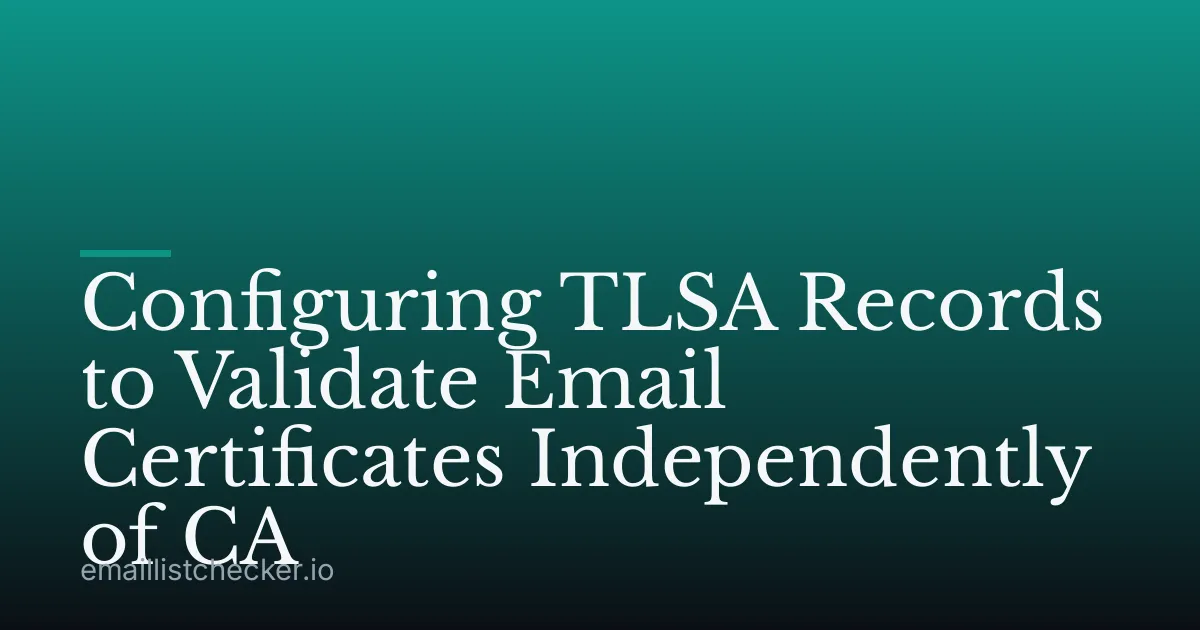 Configuring TLSA Records to Validate Email Certificates Independently of CA